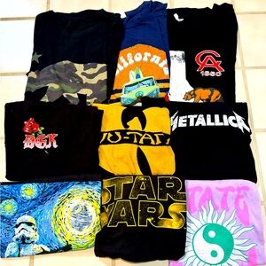 9 t-shirts size L. Star Wars, California, etc